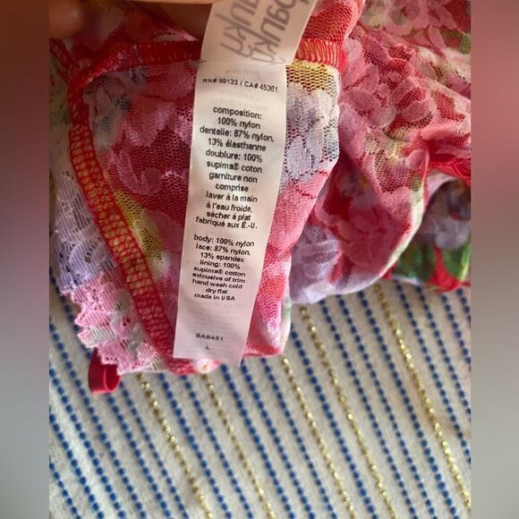 Hanky Panky  one piece body suit womens size L Multicolored Floral Print NWT - Picture 10 of 12